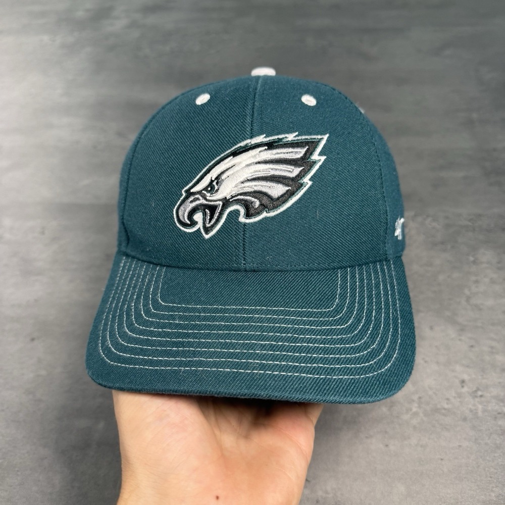 '47 Philadelphia Eagles Hat Green Silver Contrast Stitching Dad Cap Strapback - Picture 2 of 7